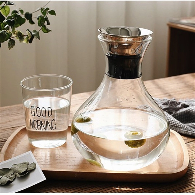 Wholesale Carafe with Stainless Steel Lid Clear Borosilicate Glass Water Pitcher Juice Jug