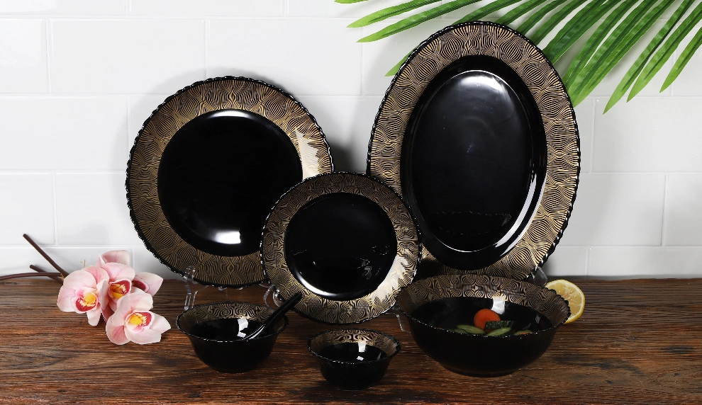 Fashion Tableware 6 Inches Black Glassware Opal Glass Salad Bowl Dinner Set Bowl