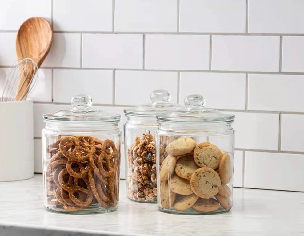 1L 2L 4L 6L Glass Storage Biscuits Cookie Jar with Airtight Lids