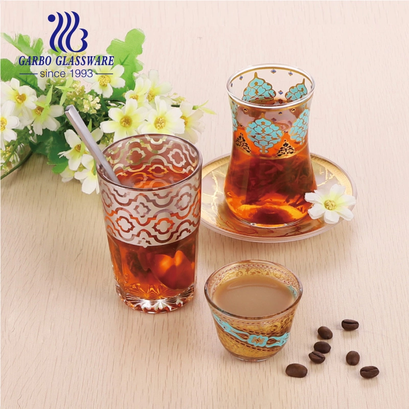 Turkish Classic Tea Glass Shot Glass Golden Decal Glass Tumbler Painting Glass Tea Cup Glassware