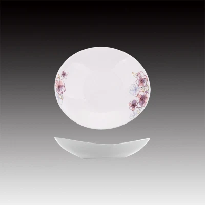 Оптовая продажа на китайской фабрике по индивидуальному заказу из белого опалового стекла с цветочным узором обеденный стол глубокая тарелка для супа для домашнего использования с индивидуальным дизайном