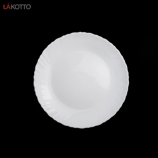Стеклянная тарелка, оптовая продажа, опаловое стекло, новая классическая индивидуальная ресторанная картонная минималистичная круглая тарелка для супа, гравировка, обеденная тарелка