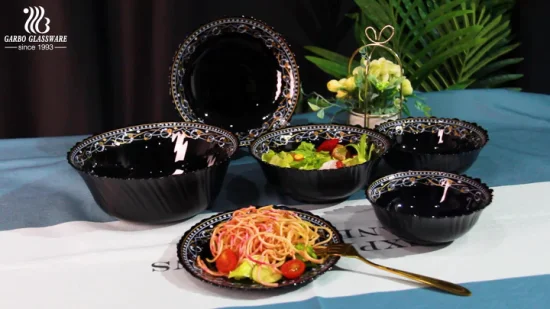 Черная опаловая стеклянная обеденная тарелка 9-дюймовая форма цветка Горячие продажи стеклянной посуды OEM-дизайн Домашнее использование Обеденная тарелка Индия Горячие продажи тарелок для подачи еды
