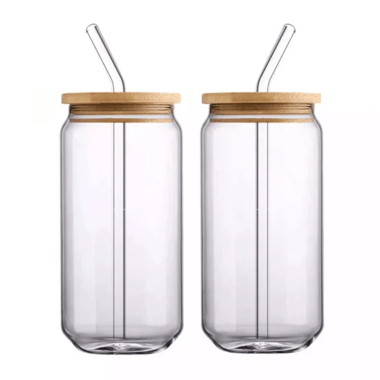 Встроенная чашка для кофе и сока на 25 унций, пустой матовый прозрачный прямой стакан из сублимационного стекла с бамбуковой крышкой и соломинкой