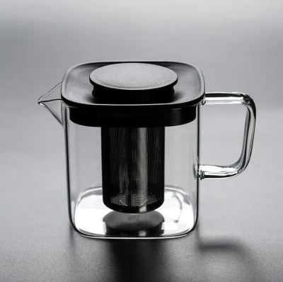Новый дизайн, прозрачный термостойкий стеклянный чайник с заварочным устройством из нержавеющей стали, силиконовая крышка, кофейник, чай, лист, травяной горшок