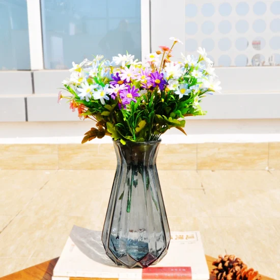 Оптовая продажа цвета разного размера с широким ртом Grace Stripe стеклянная ваза для свадебного украшения